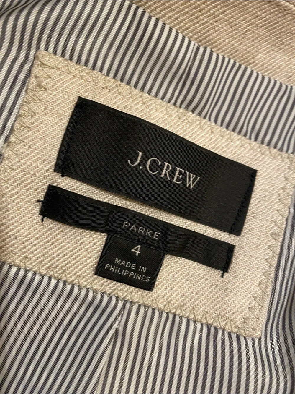 J. Crew PARKE Light Beige Single-Button Tailored Linen Blazer. Size 4